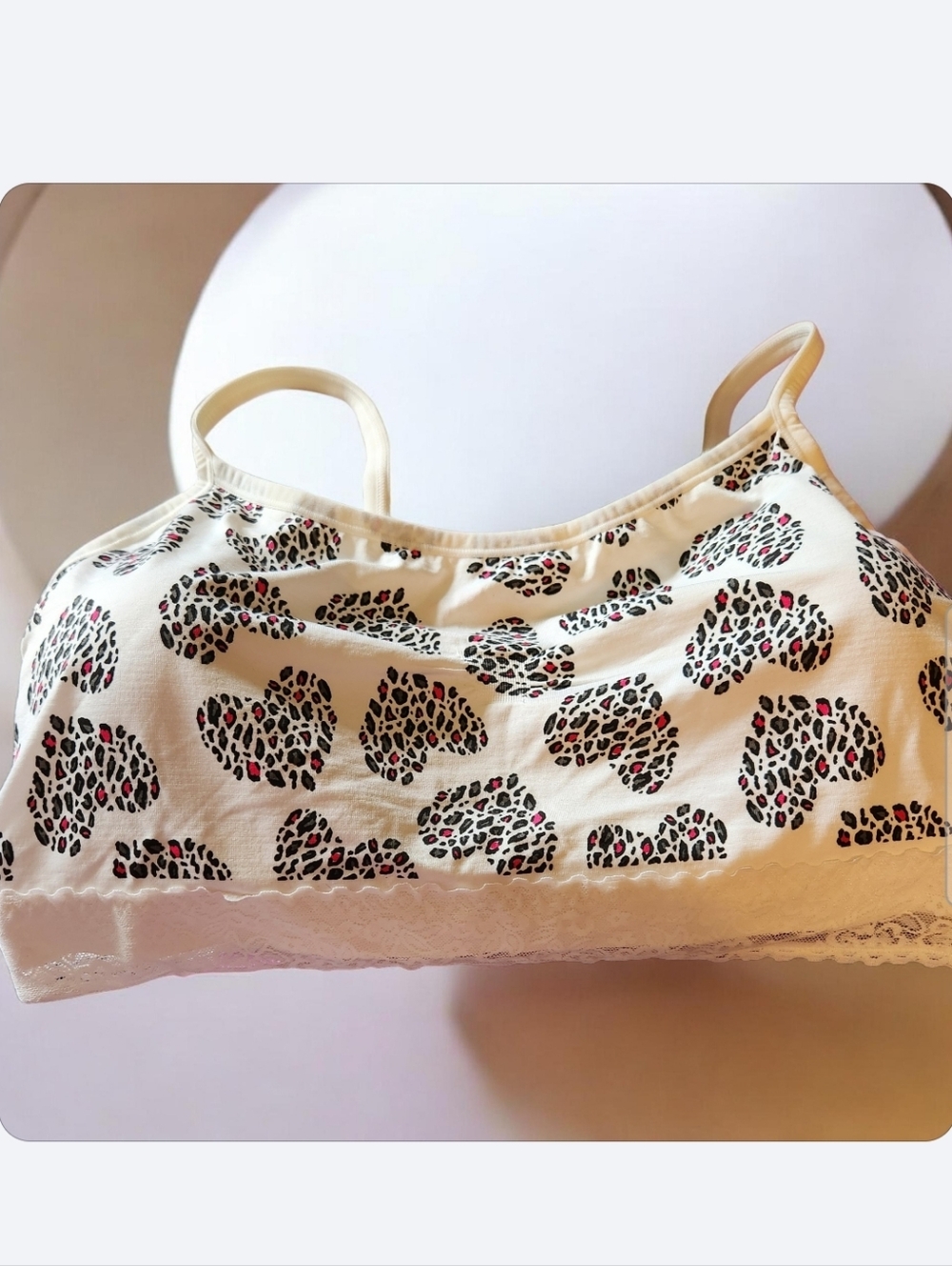 torrid Cream Leopard Heart Lace-Trim Bralette■nwt